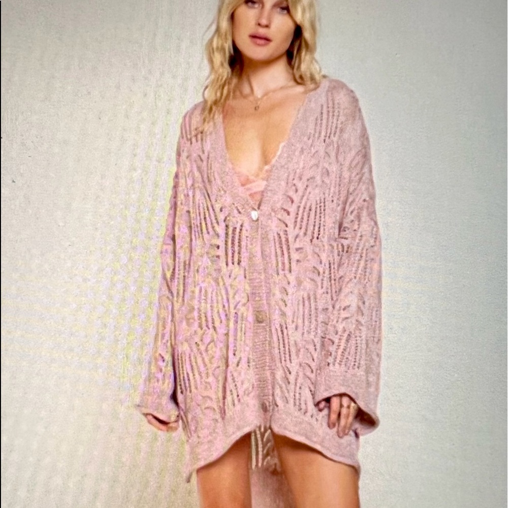 Oversized Mauve Cardigan